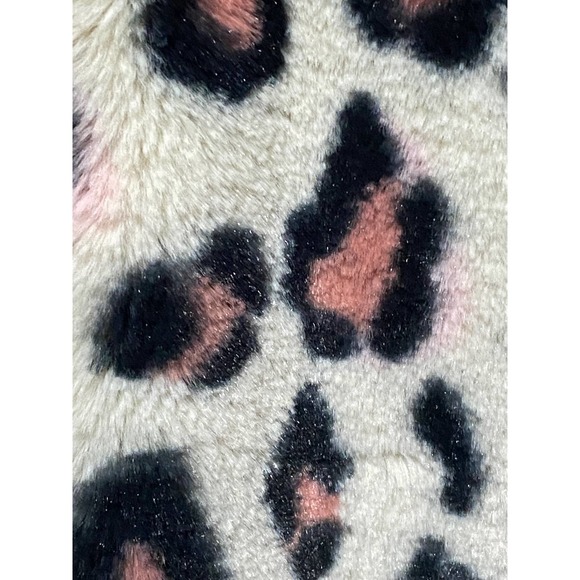 ABOUND Women's Cream Black Leopard Print Soft Faux Fur Coat Jacket Comfy Size L - Picture 5 of 7